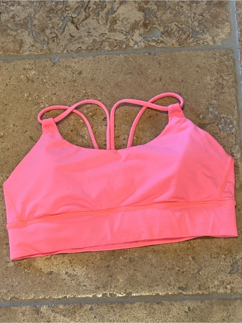 LULULEMON Women Neon Pink Strappy Sports Bra Size 8